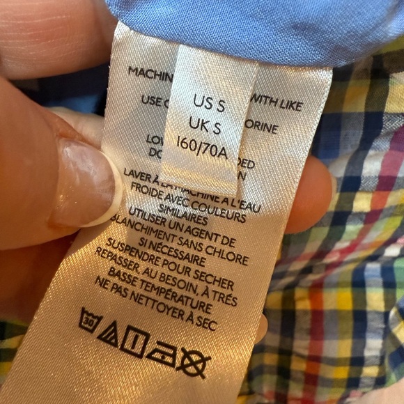 Urban Outfitters Mini Skirt Blue Plaid Size Small Seersucker  UO  Slit Preppy - Picture 6 of 7